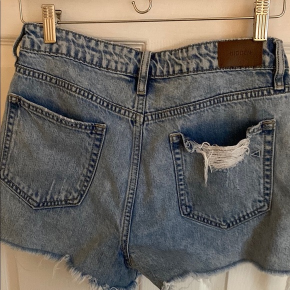 Hidden Destroyed Denim Jean Short light wash high rise size Medium - Picture 9 of 10